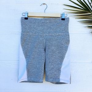 Biker Shorts- Xersion: Heathered grey and white